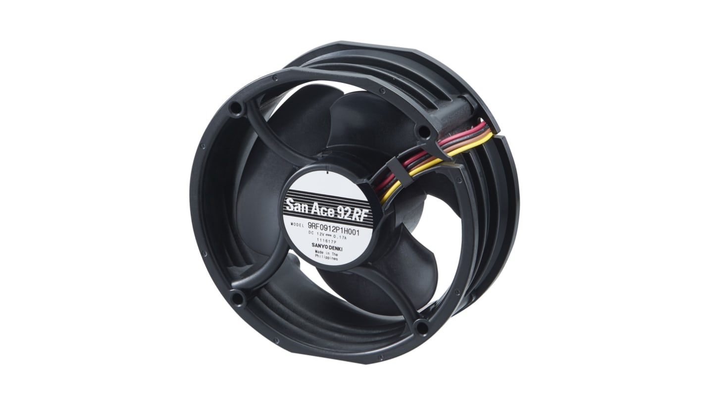 Sanyo Denki axiális ventilátor, 24 V DC, 92 x 92 x 38mm, 1.2m³/perc, 5500rpm