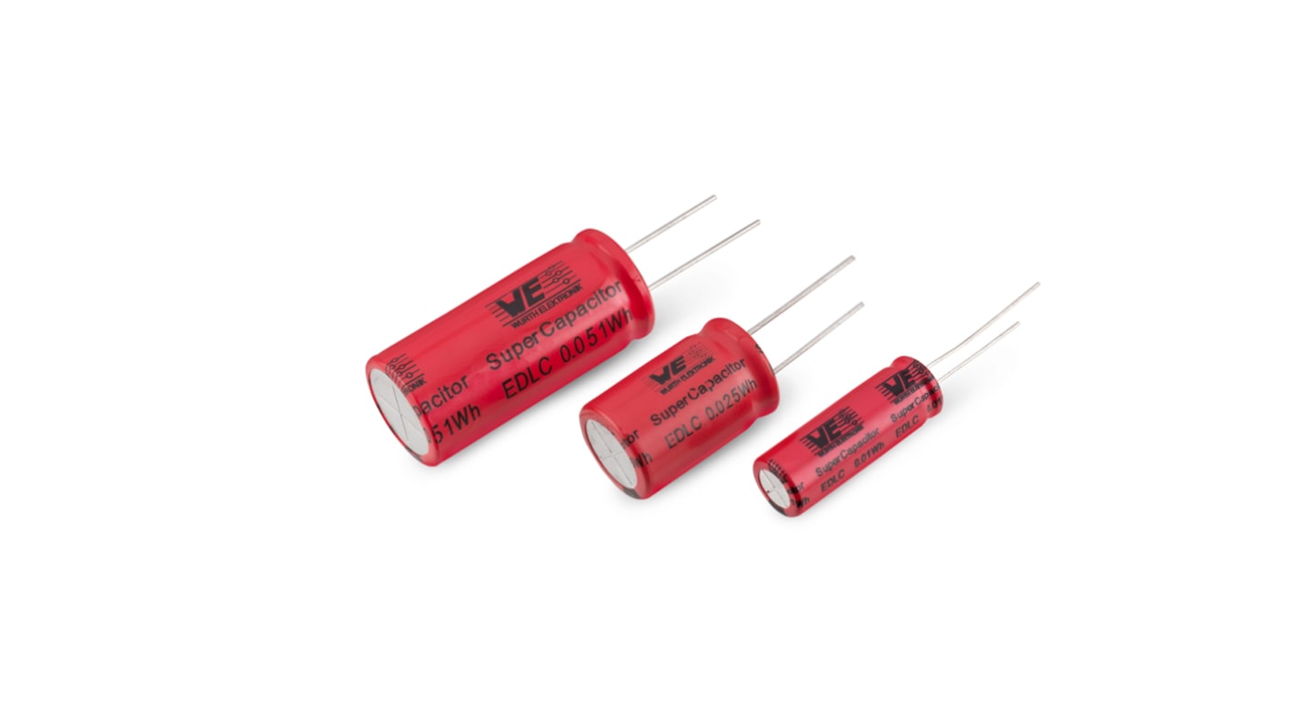 Wurth Elektronik 10F Supercapacitor -10 → +30% Tolerance, WCAP-STSC 2.7V dc, Through Hole