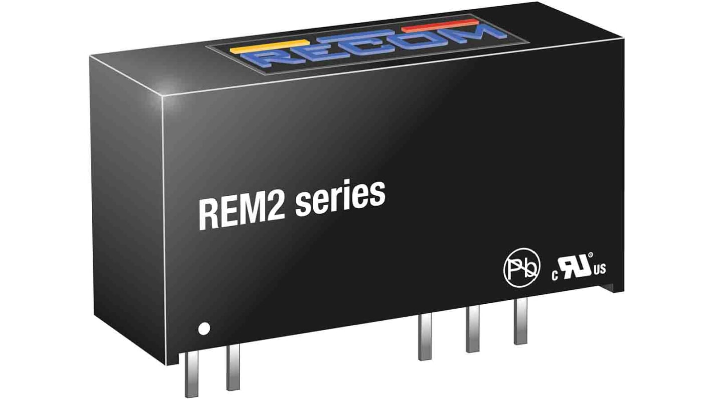 Recom REM2 DC-DC Converter, 5V dc/ 400mA Output, 4.5 → 5.5 V dc Input, 2W, Through Hole, +95°C Max Temp -40°C
