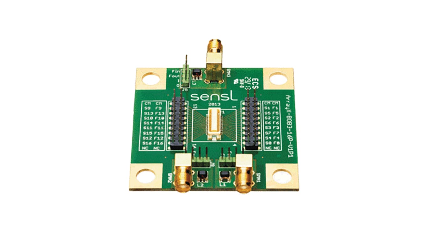 Placa de evaluación SensL ArrayC onsemi C-Array 3mm 4x4 BOB - ARRAYX-BOB3-16P-GEVK, para usar con ARRAYC-30035-16P-PCB