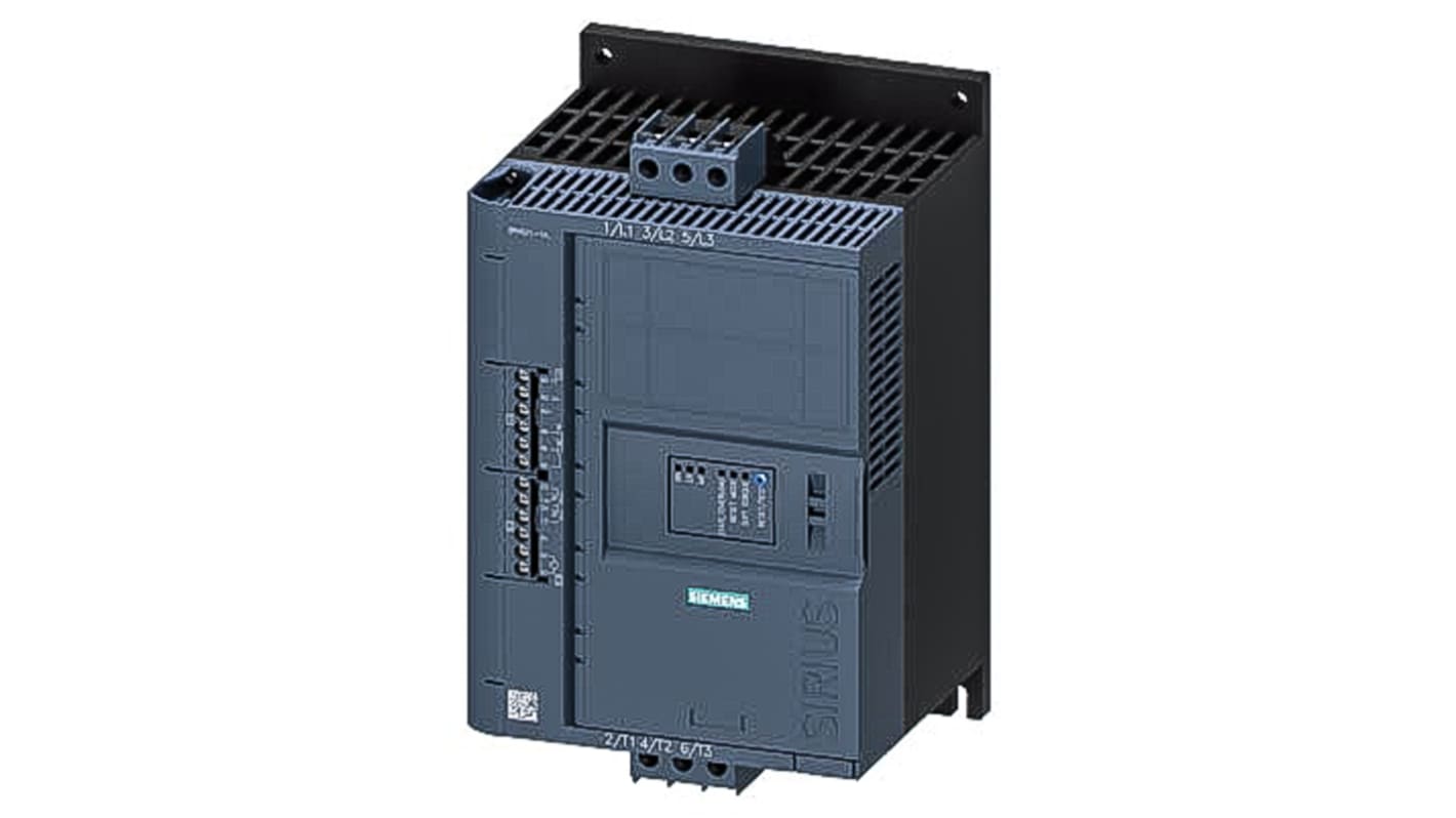 Arrancador suave Siemens 3RW52, 32 A, 480 V ac, 22 kW, trifásico, IP00