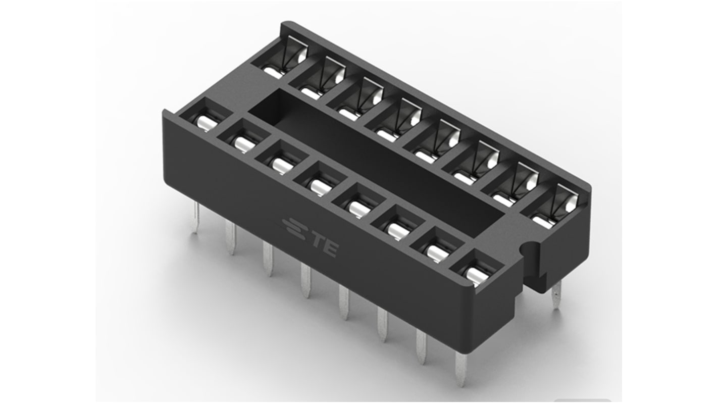 TE Connectivity 2.54mm Pitch Vertical 16 Way, Through Hole Standard Pin Ladder IC Dip Socket, 1A