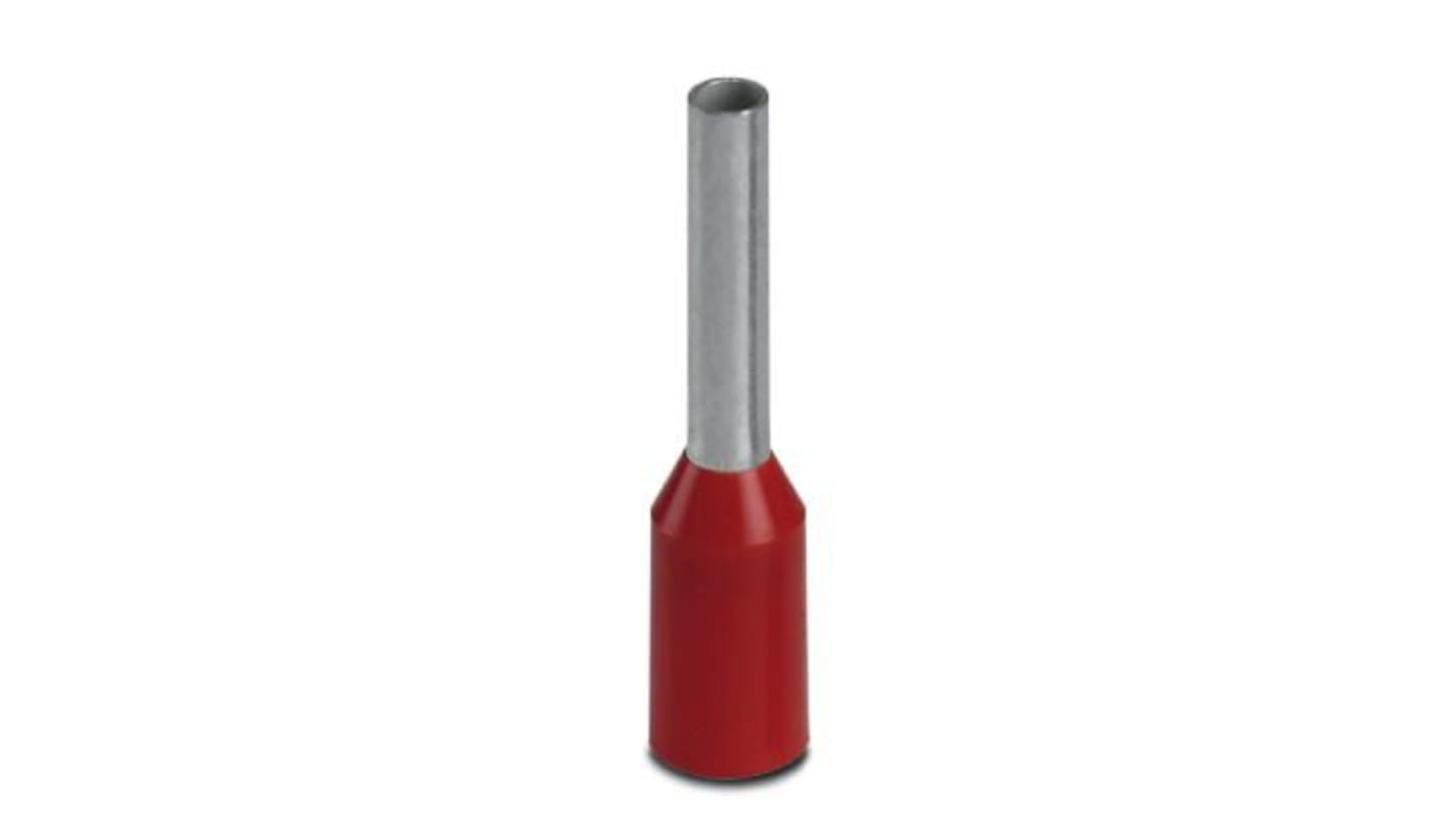 Phoenix Contact Insulated Crimp Bootlace Ferrule, 8mm Pin Length, 1.5mm Pin Diameter, Red