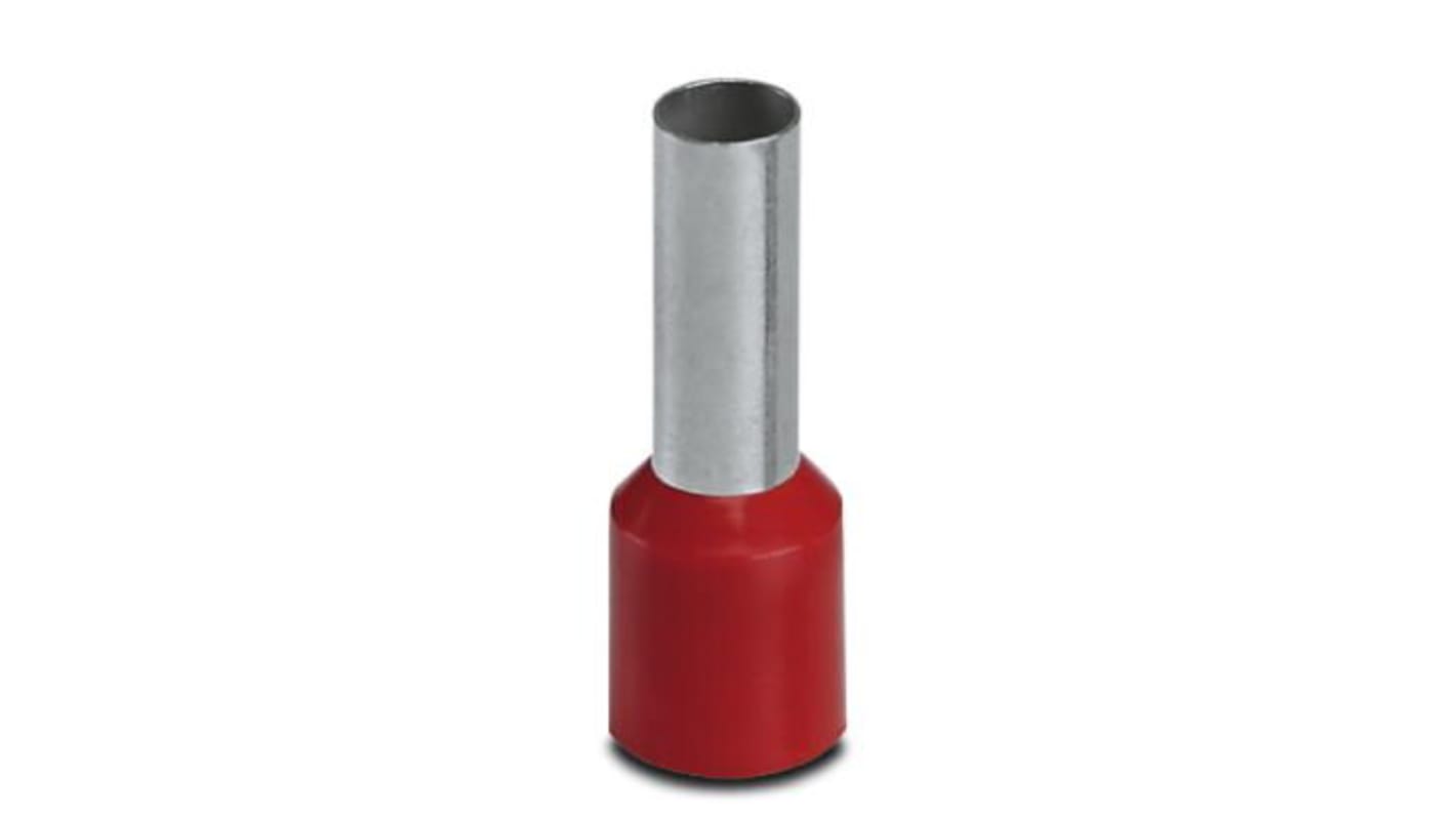 Phoenix Contact Insulated Crimp Bootlace Ferrule, 12mm Pin Length, 4.6mm Pin Diameter, Red