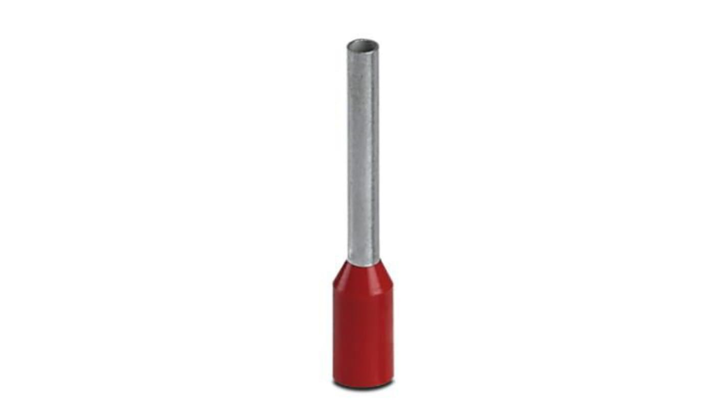 Phoenix Contact, AI 1 -12 RD Insulated Crimp Bootlace Ferrule, 12mm Pin Length, 1.5mm Pin Diameter, Red