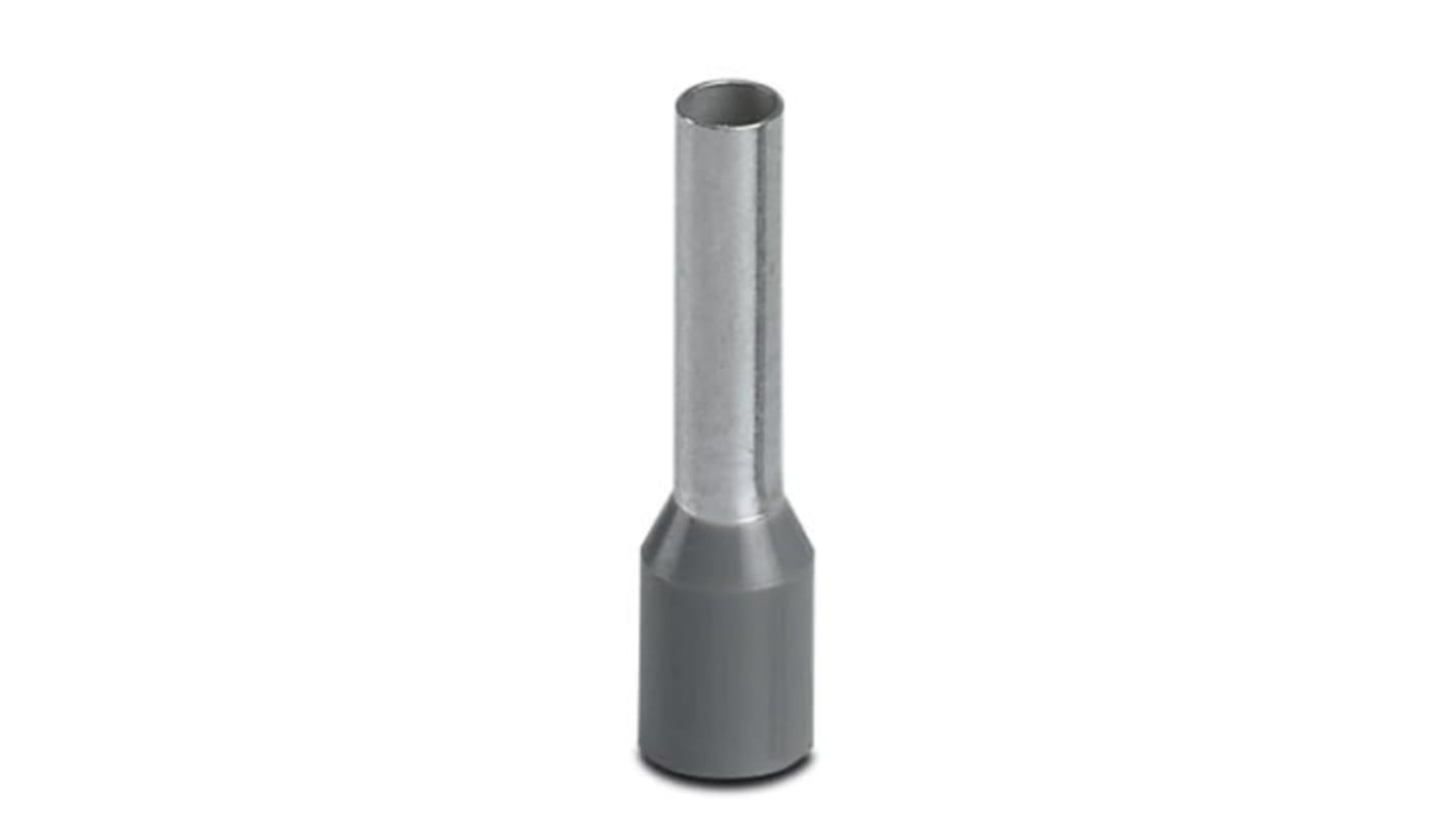 Phoenix Contact Insulated Crimp Bootlace Ferrule, 12mm Pin Length, 2.8mm Pin Diameter, Grey