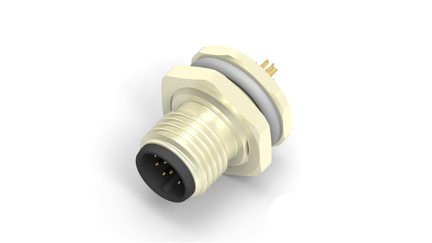 TE Connectivity Circular Connector, 12 Contacts, Rear Mount, M12 Connector, Plug, Male, IP67