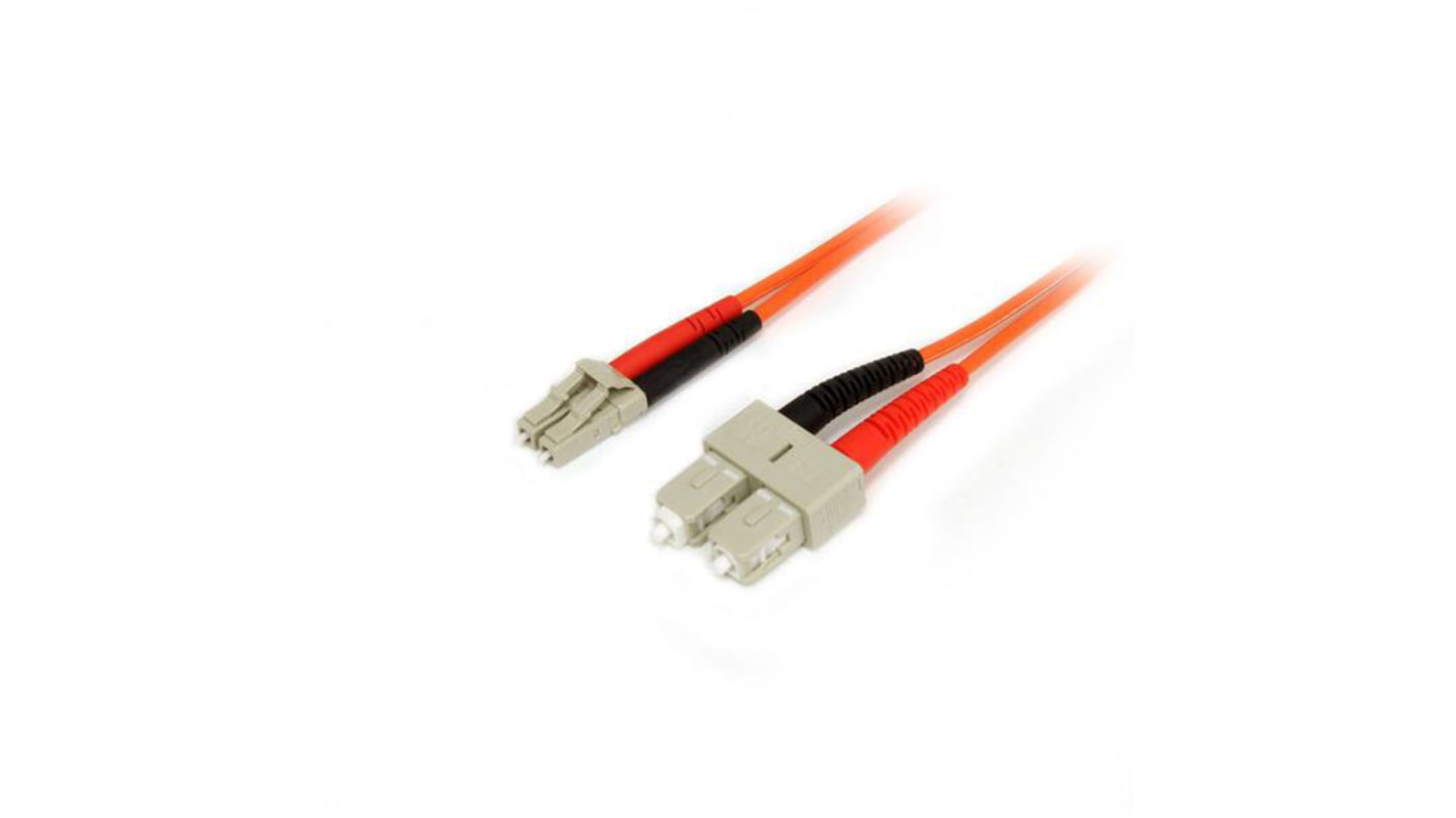 StarTech.com LC to SC Duplex Multi Mode OM2 Fibre Optic Cable, 50/125μm, Orange, 1m