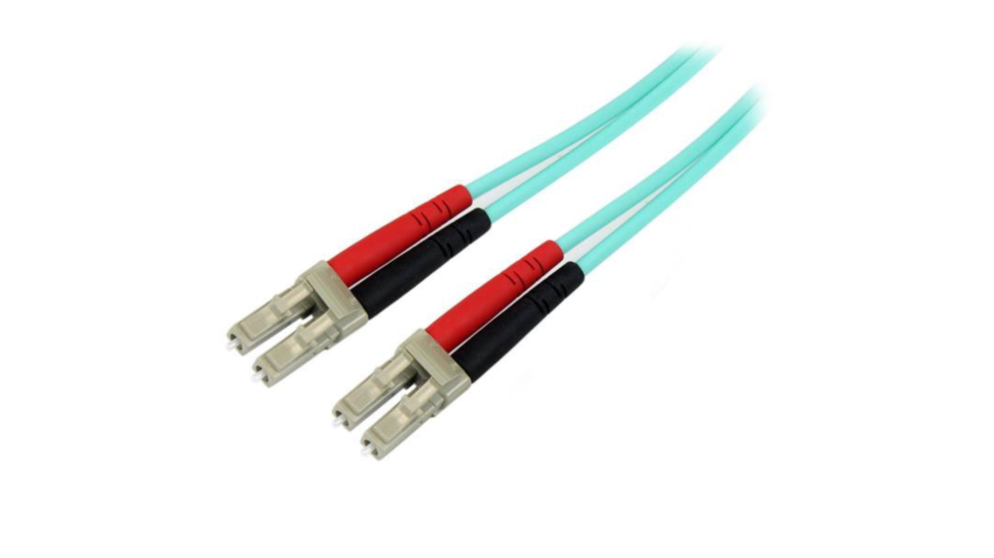 StarTech.com LC to LC Duplex Multi Mode OM4 Fibre Optic Cable, 50/125μm, Aqua, 1m