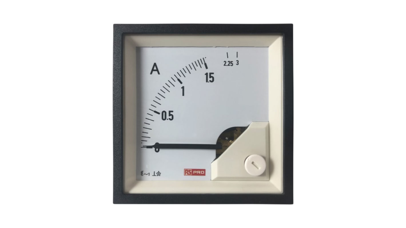 RS PRO Analogue Panel Ammeter 60 (Input)A AC, 68mm x 68mm, 1 % Moving Iron