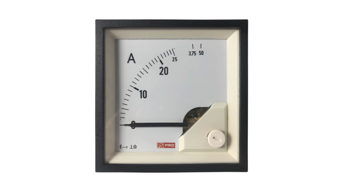 RS PRO Analogue Panel Ammeter 50 (Input)A AC, 68mm x 68mm, 1 % Moving Iron