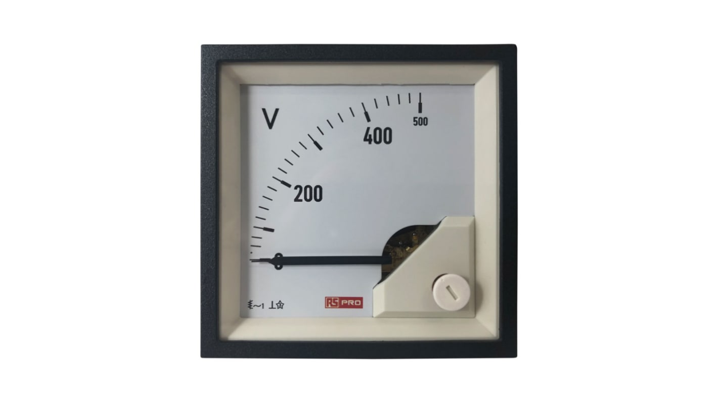 Voltímetro analógico AC RS PRO, con display Analógico, precisión 1 %, dim. 68mm x 68mm