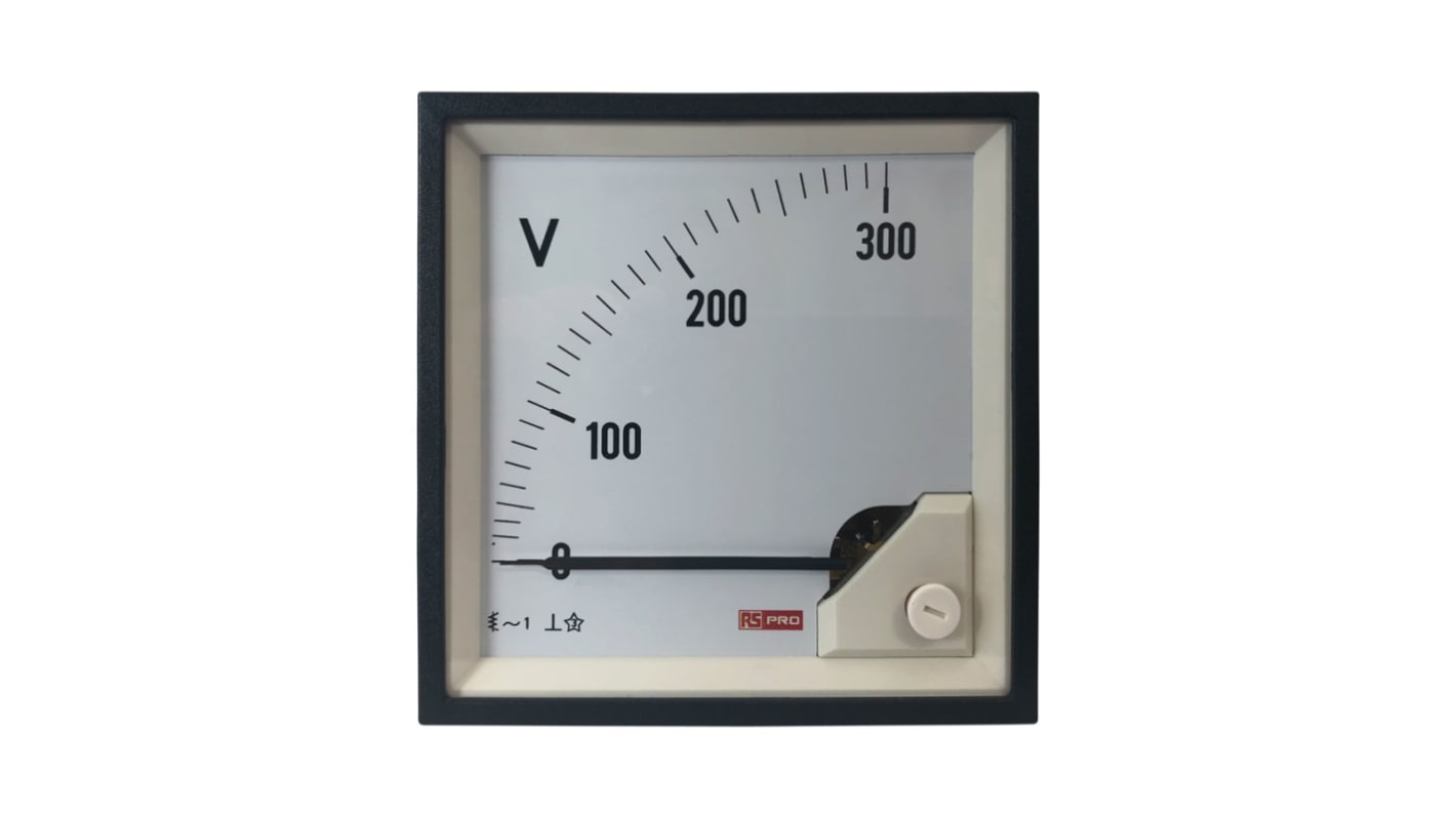 RS PRO Analoges Voltmeter AC Analog-Anzeige / 0,01, 92mm, 92mm, 66 (100 A)mm