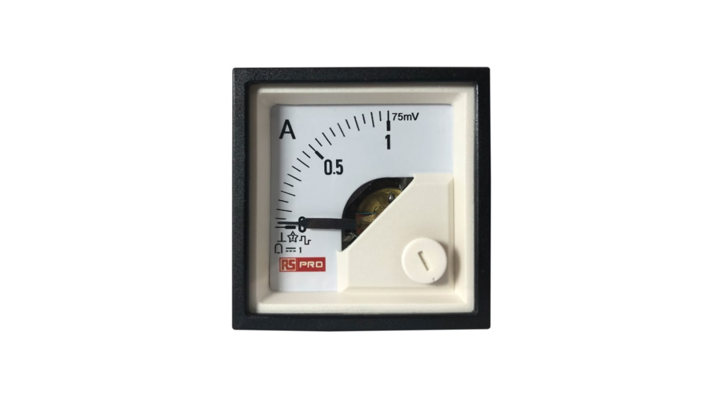 RS PRO Analogue Panel Ammeter DC, 45mm x 45mm, 1 % Moving Coil