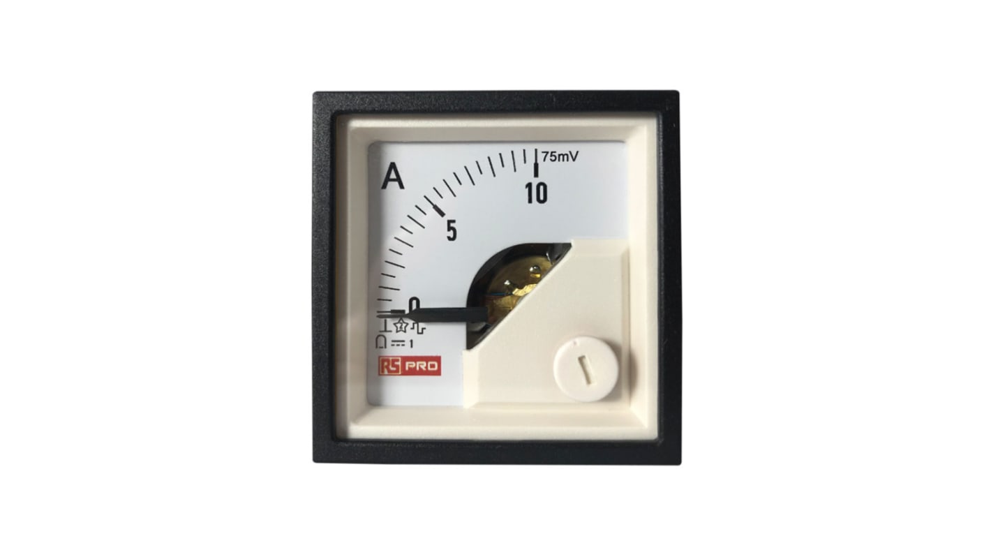 RS PRO Analogue Panel Ammeter DC, 45mm x 45mm, 1 % Moving Coil