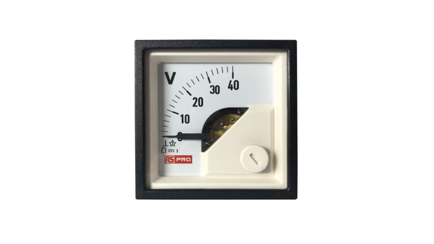 Amperímetro analógico de panel DC RS PRO, 1 %, dim. 45mm x 45mm
