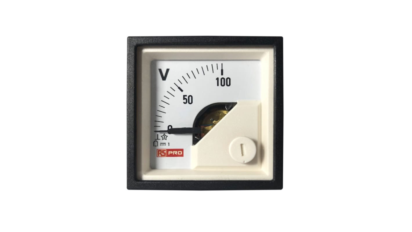 RS PRO Analogue Panel Ammeter DC, 45mm x 45mm, 1 % Moving Coil