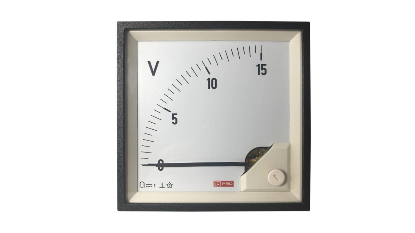 Amperímetro analógico de panel DC RS PRO, 1 %, dim. 92mm x 92mm