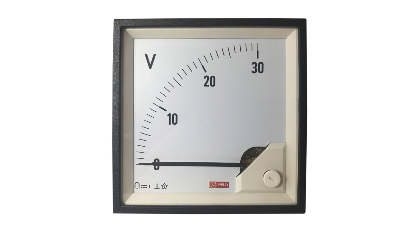 RS PRO Analogue Panel Ammeter DC, 92mm x 92mm, 1 % Moving Coil