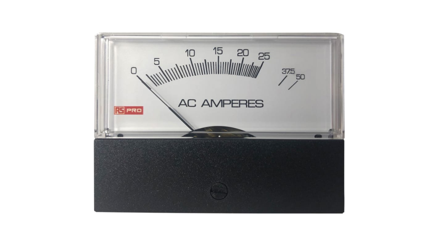 RS PRO Analogue Panel Ammeter 50 (Input)A AC, 76mm x 74mm, ±1.5 %