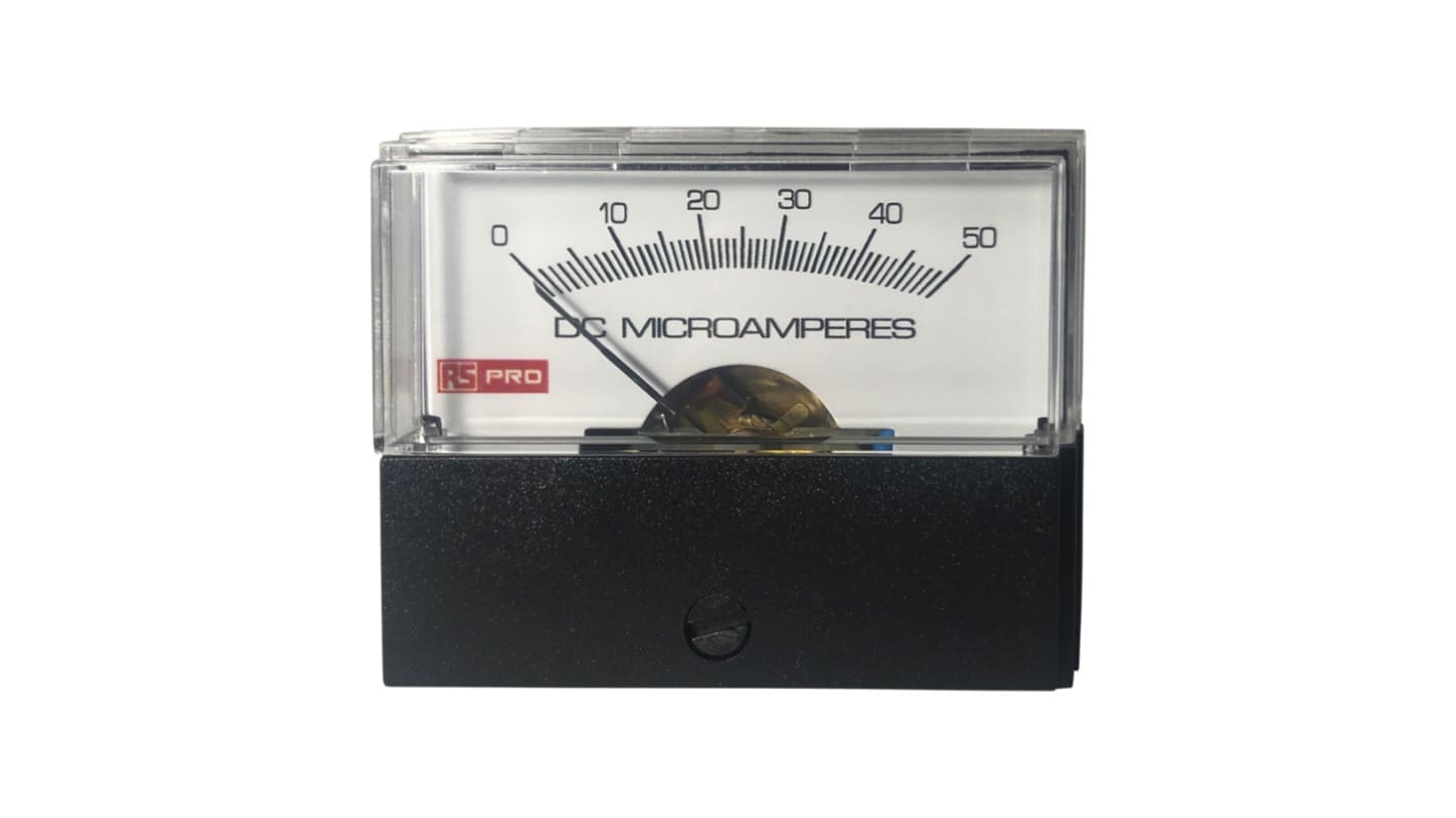 RS PRO Amperemeter 50 (Input)μA DC Drehspule, 44mm x 57mm T. 45.7mm / ±1,5 %