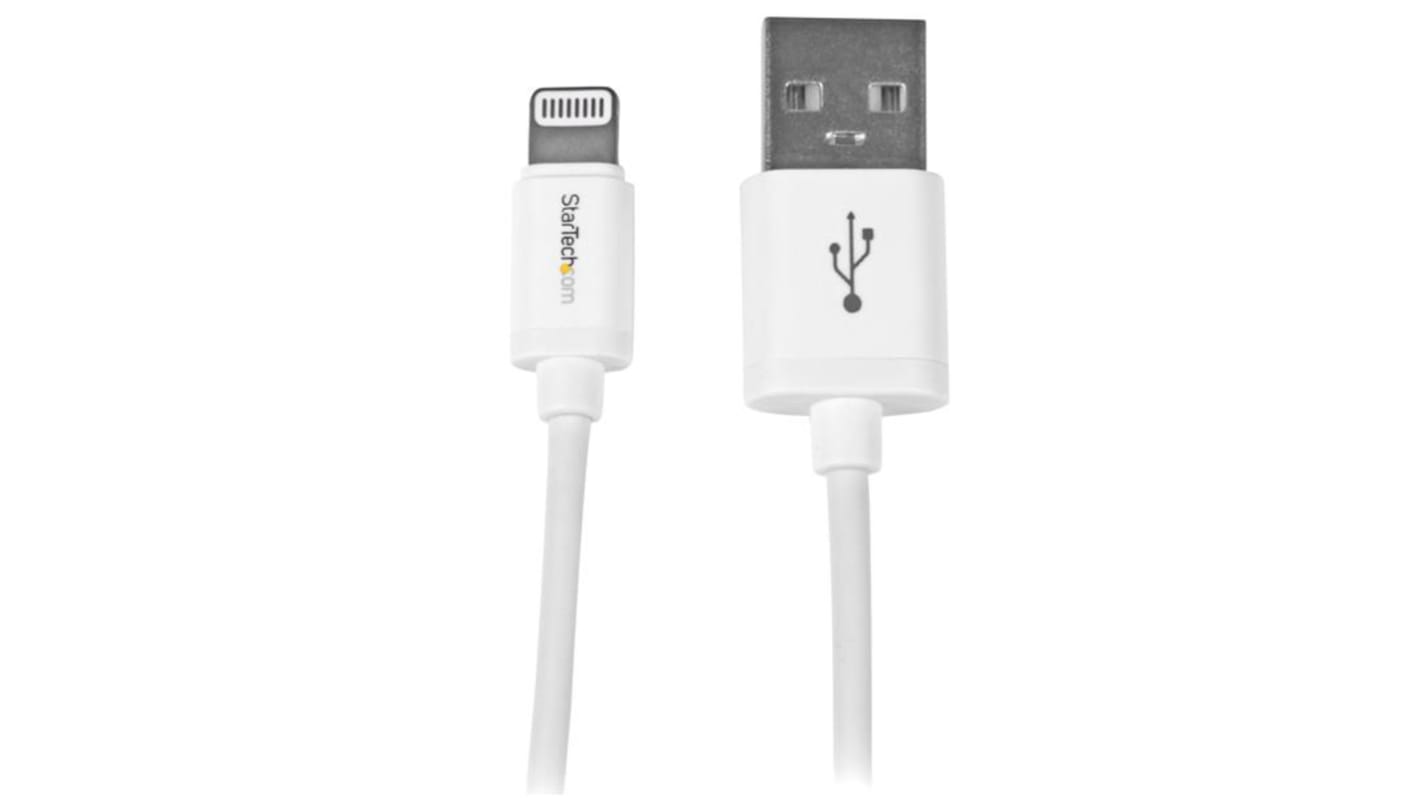 StarTech.com USB-kábel, USB A - Lightning, Fehér, 1m