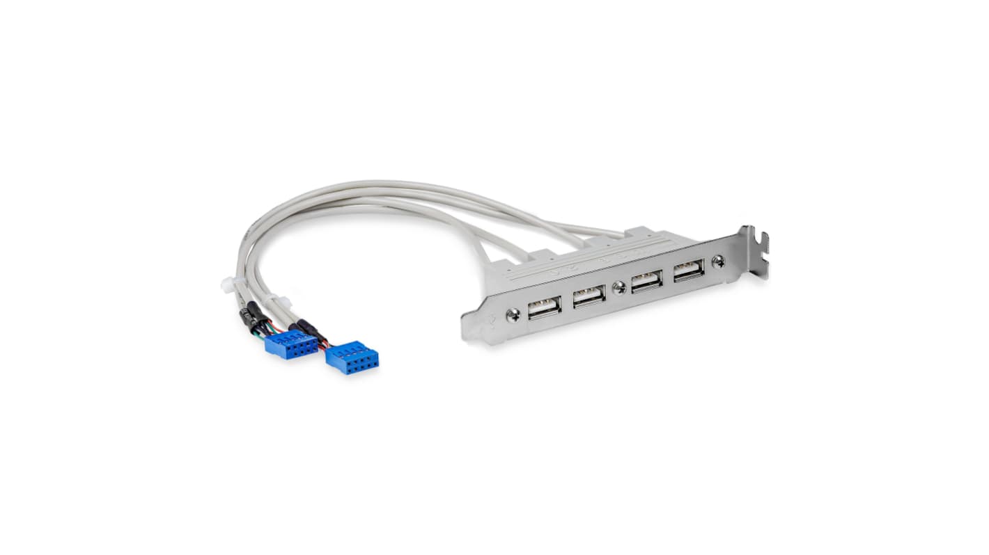 USBPLATE4 USB 2.0 Cable, Female 10 Pin IDC x 2 to Female