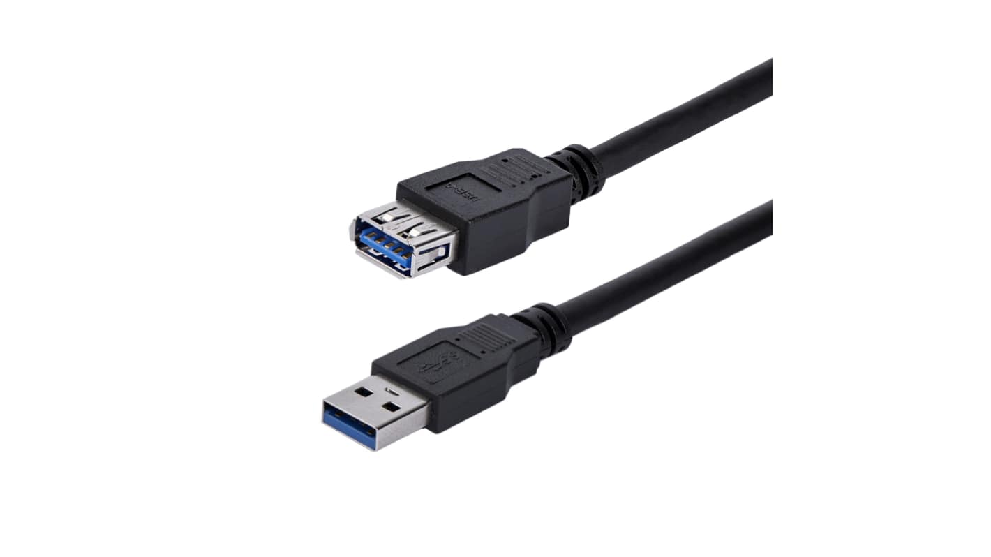 USB3SEXT1MBK USB 3.0 Cable, Male USB A to Female USB A USB Extension Cable, 1m RS