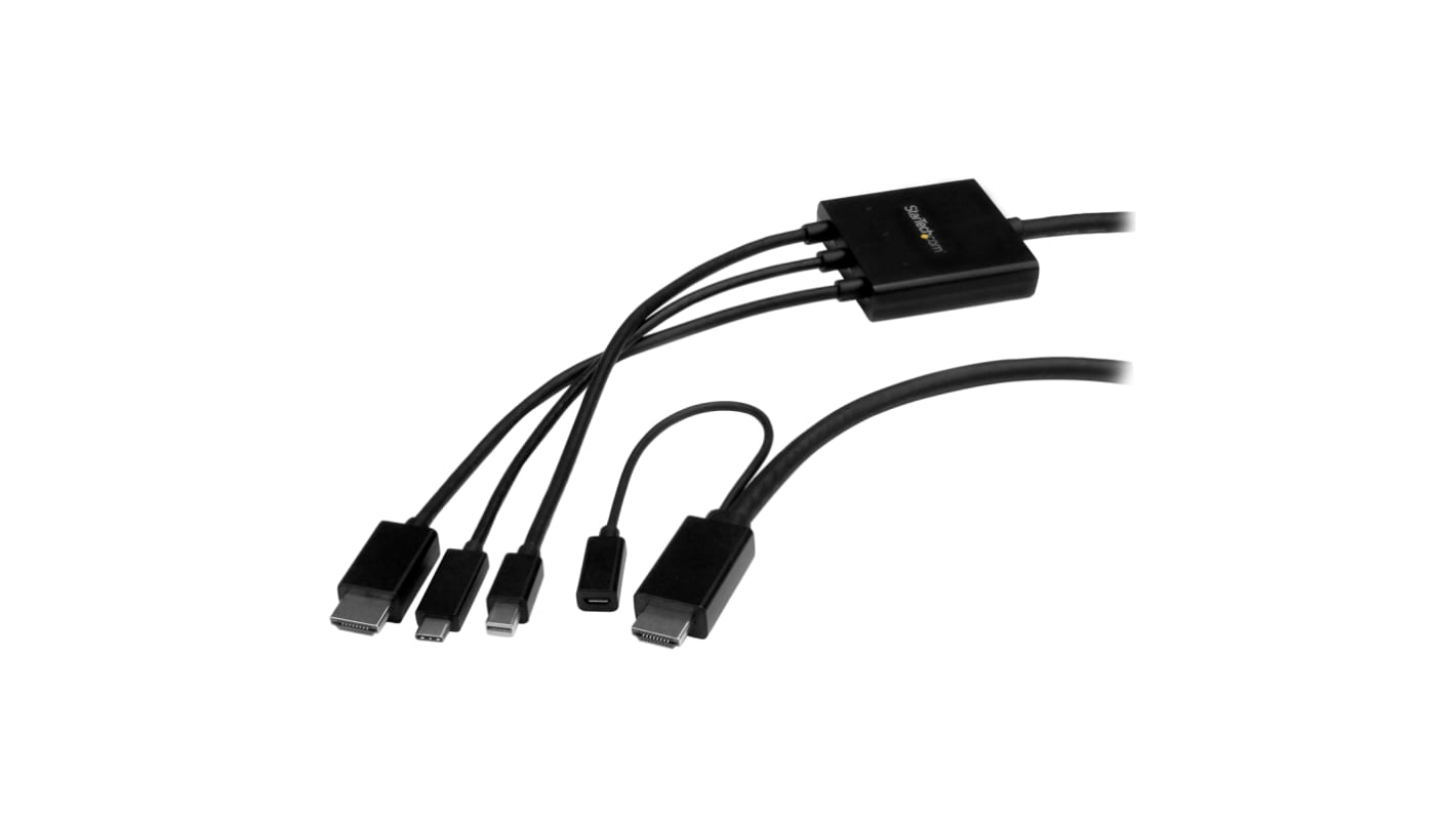 El adaptador alimenta hasta 1 dispositivo DisplayPort y 1 HDMI