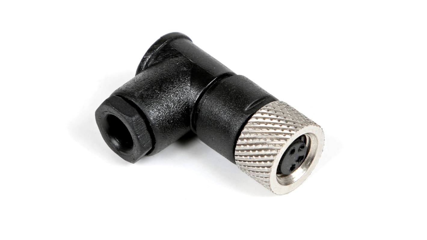 Conector circular RS PRO hembra Ángulo de 90° de 3 vías hembra, montaje aéreo, IP67