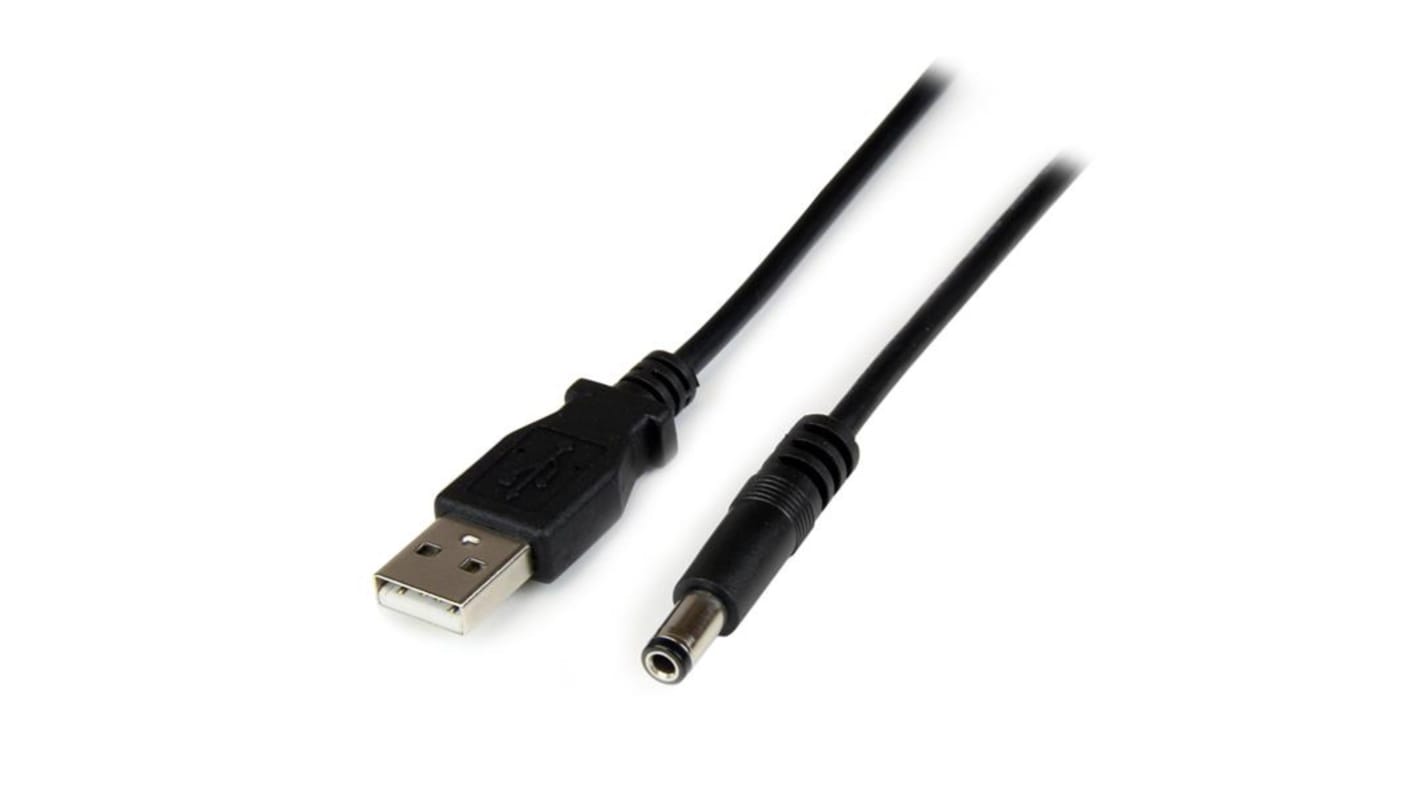 Câble USB Startech USB A vers Connecteur coaxial d'alimentation, 1m, Noir