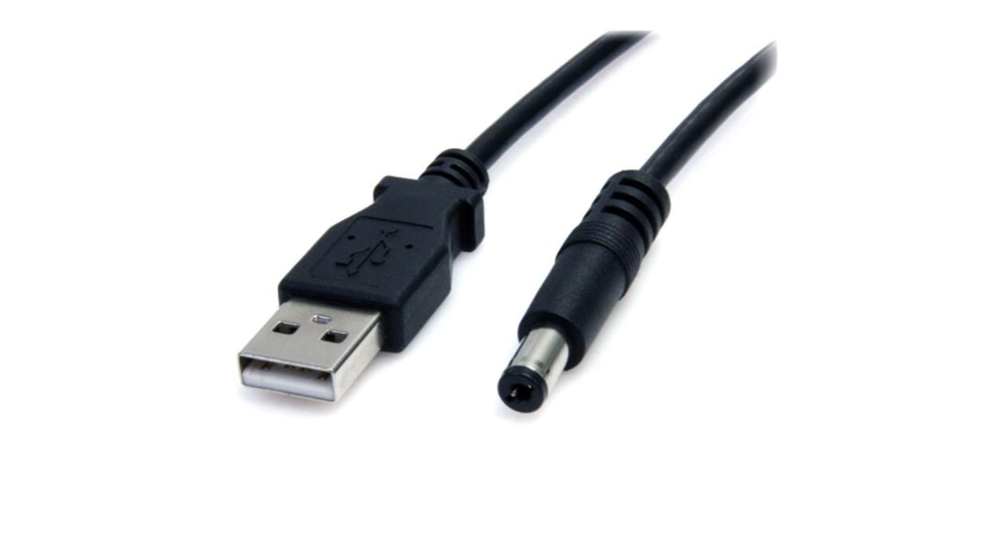 Câble USB Startech USB A vers Connecteur coaxial d'alimentation, 2m, Noir