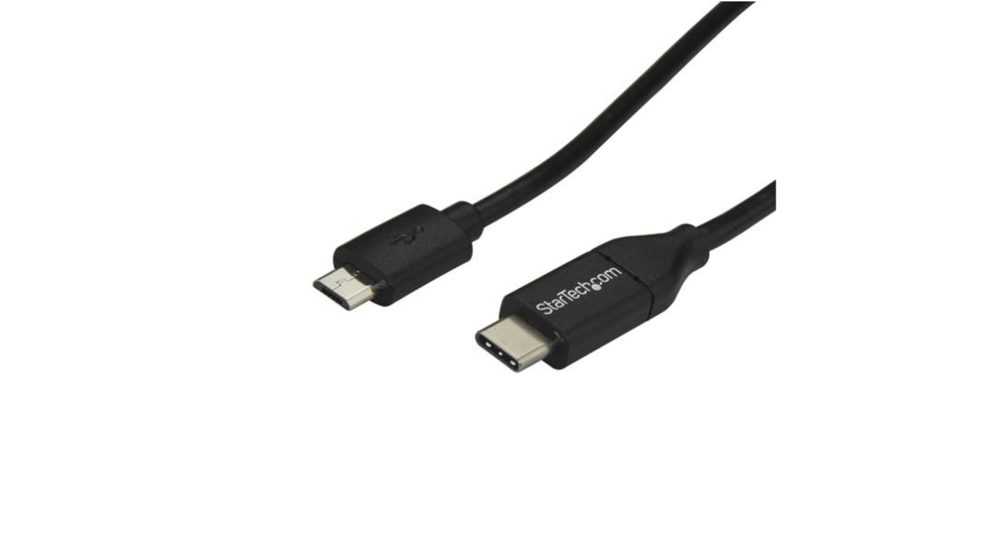 Cable USB 2.0 Startech, con A. USB C Macho, con B. Micro USB B Macho, long. 2m, color Negro