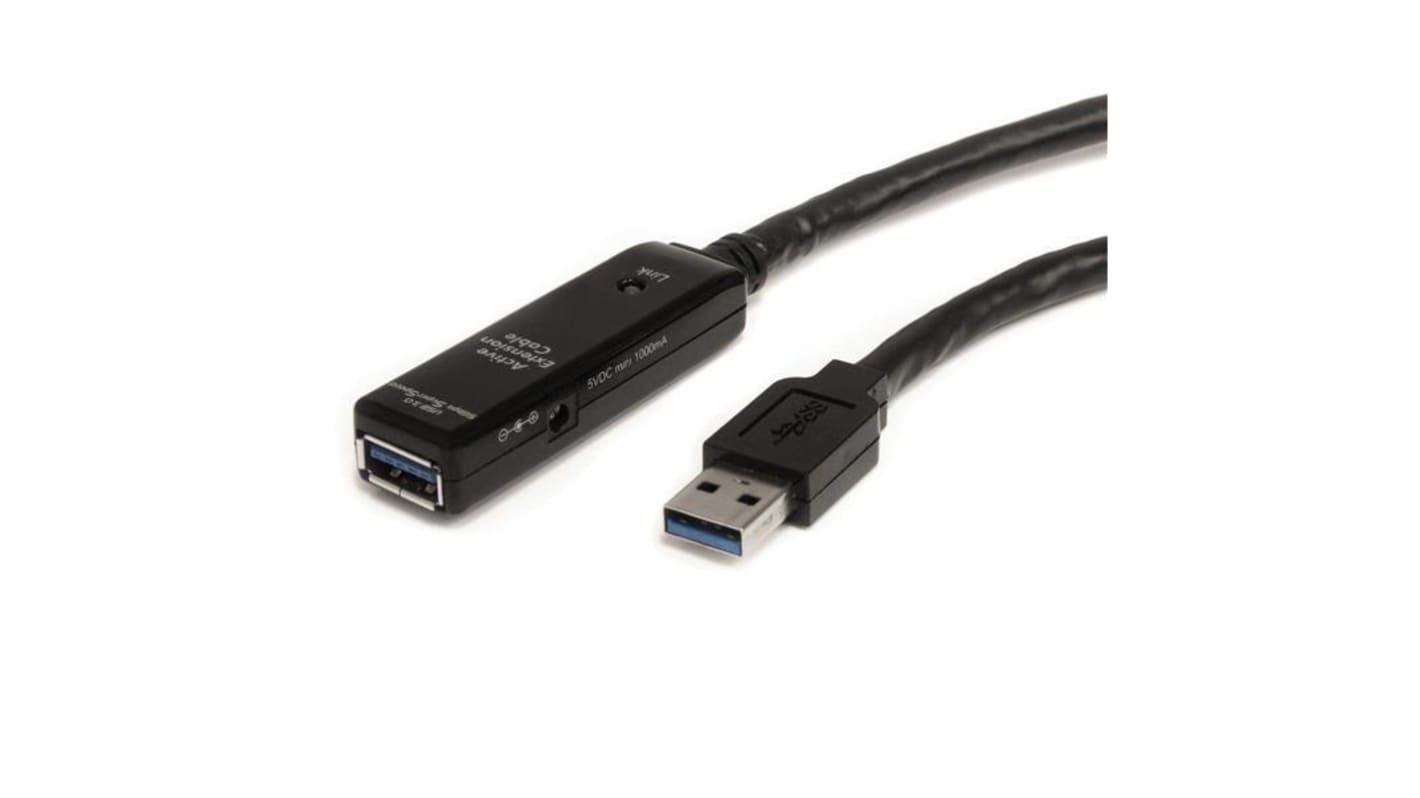 Cable USB 3.0 Startech, con A. USB A Macho, con B. USB A Hembra, long. 3m, color Negro