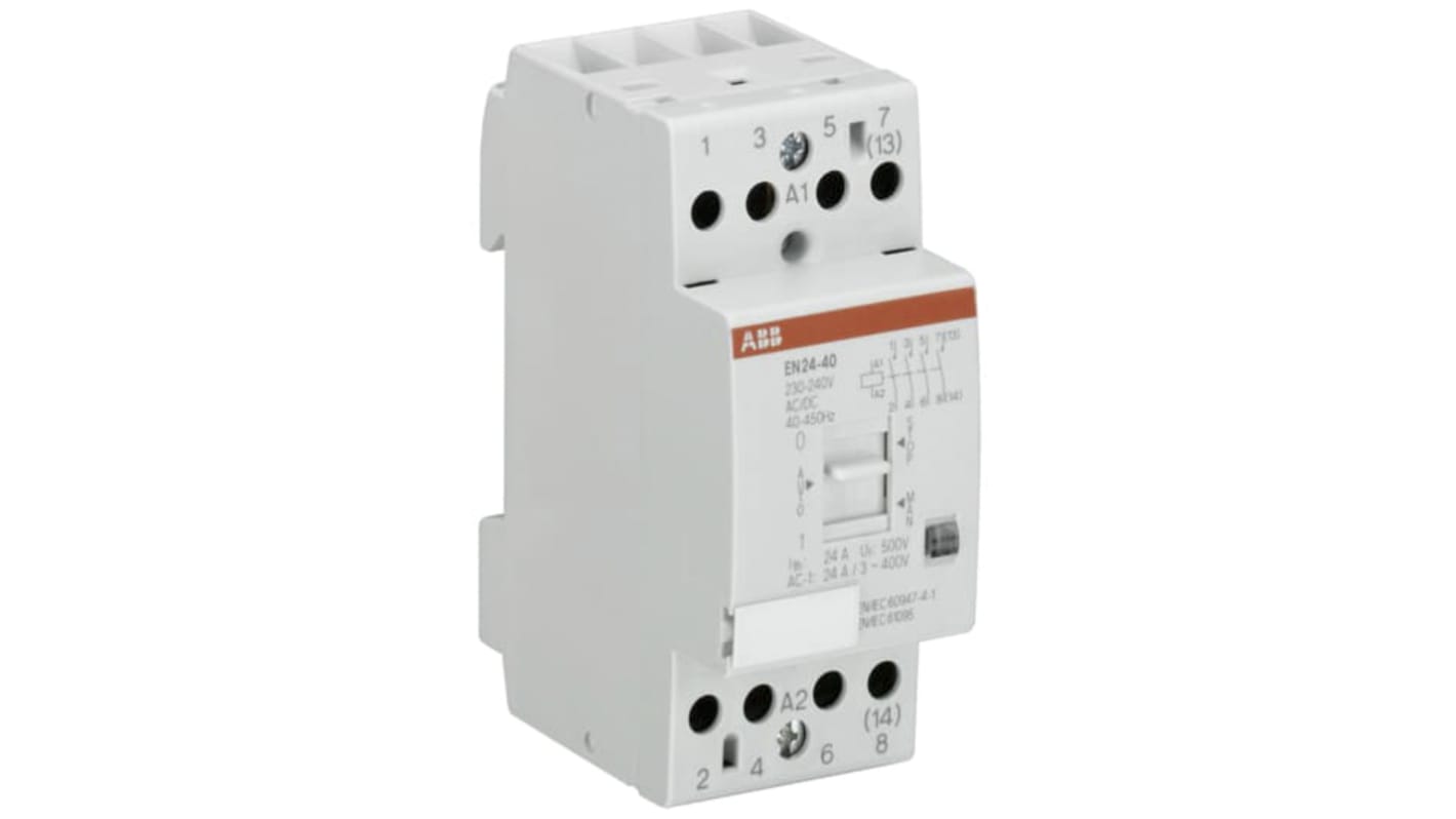 ABB Contactor, 230 → 240 V ac Coil, 3-Pole, 24 A, 16 kW, 3NO, 220 V dc, 400 V ac