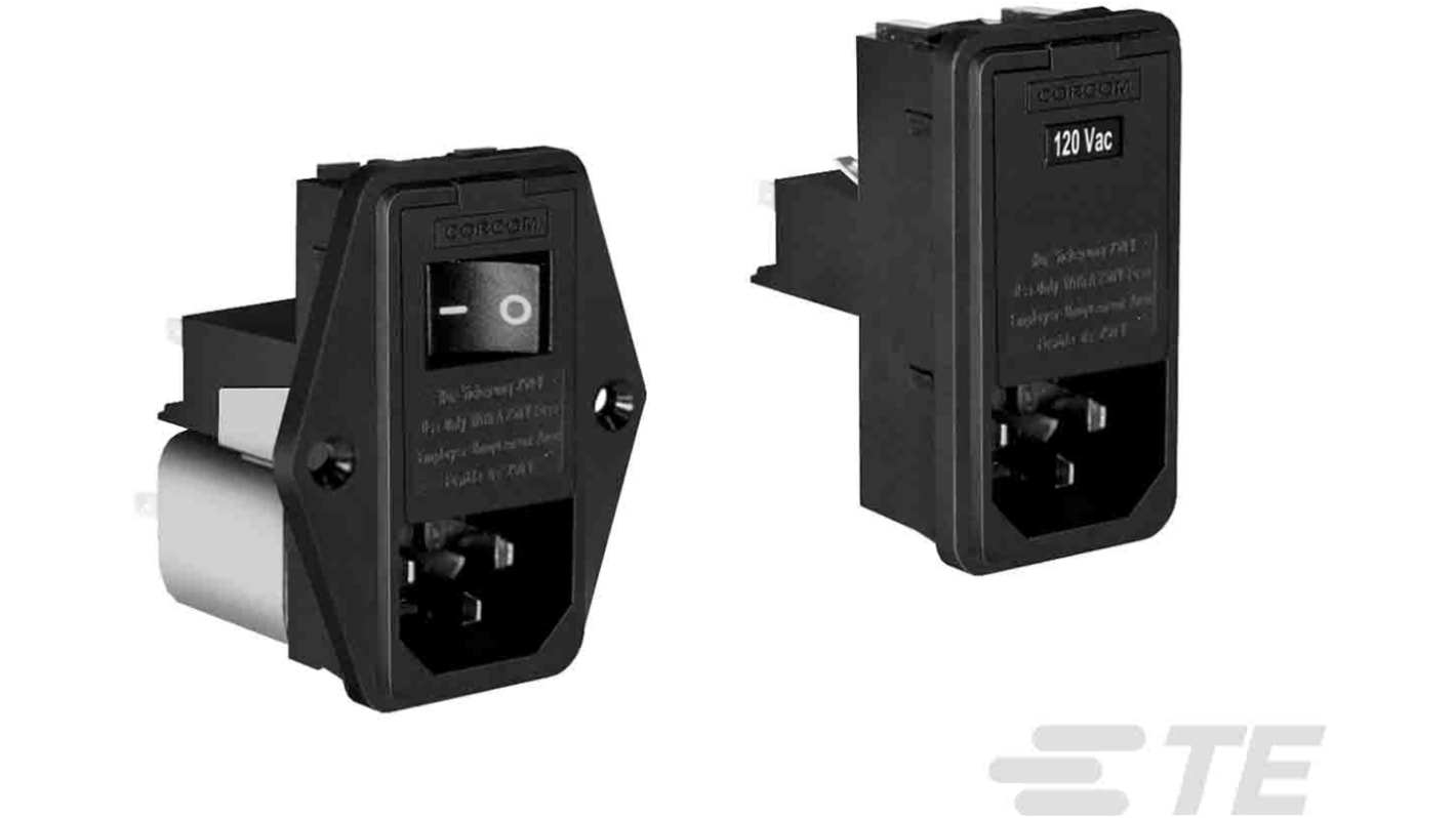 TE Connectivity, Corcom L 6A 120 V ac, 240 V ac 50/60Hz, Snap-In Power Line Filter