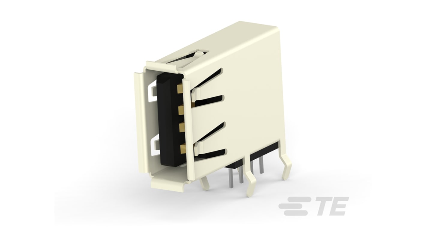 Conector USB TE Connectivity 1-1734775-1, Hembra, , 1 puerto puertos, Montaje en orificio pasante, Versión 2.0, 30,0