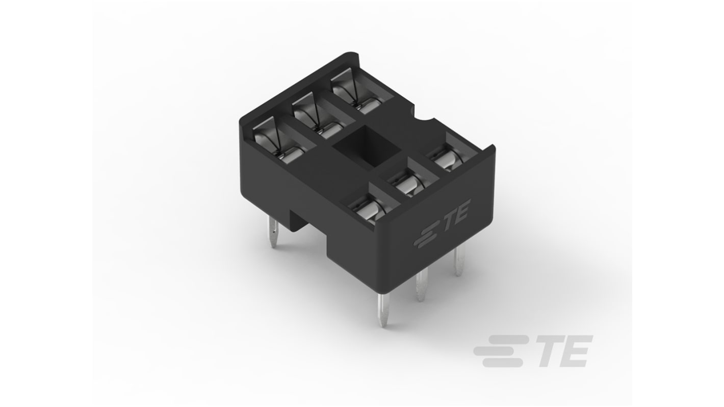 TE Connectivity DIL aljzat, távolság: 2.54mm, 7.62mm sor szélesség, 6 érintkezős, Átmenő furat, 1A, Egyenes, Létra