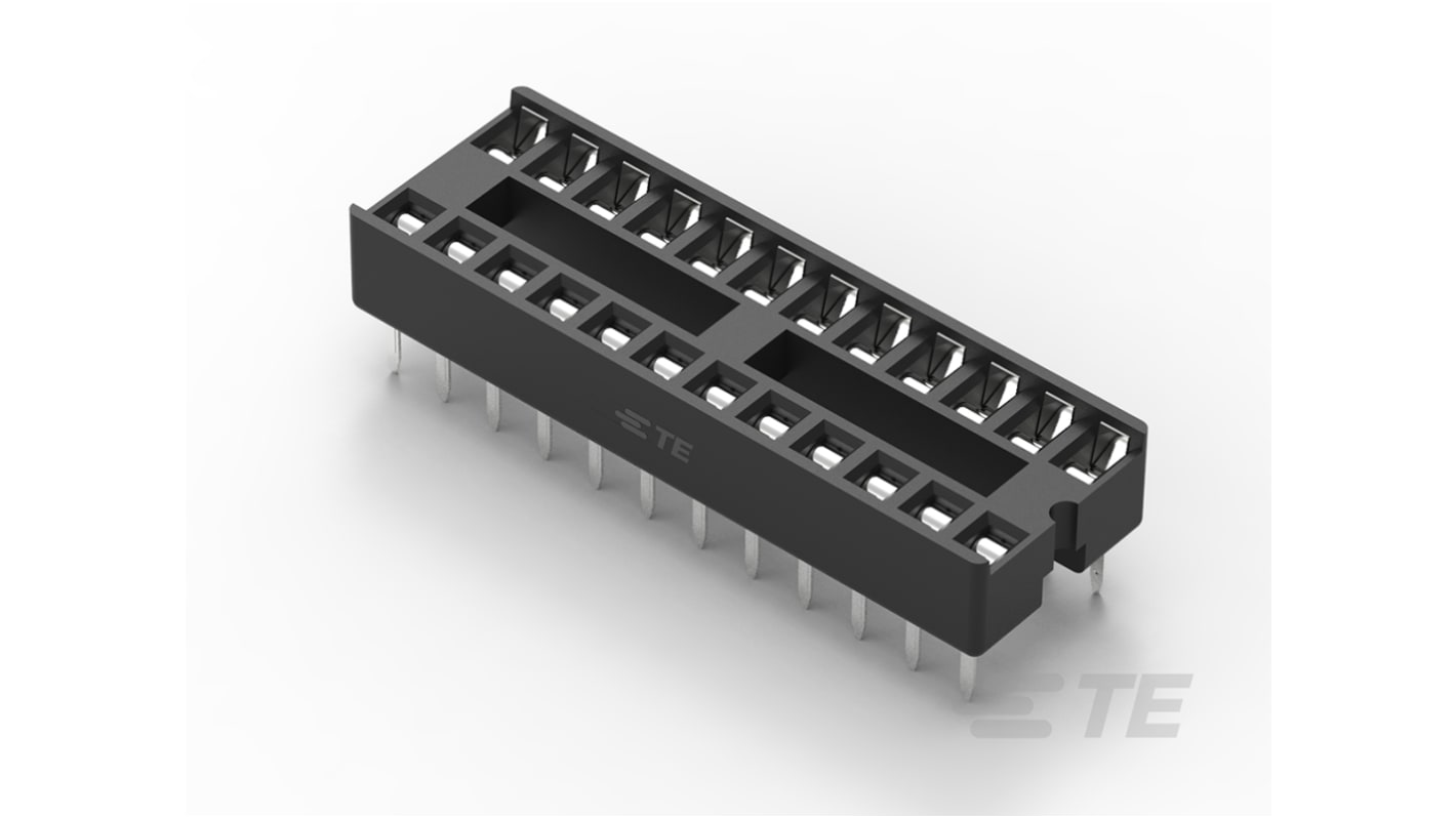 TE Connectivity DIL aljzat, távolság: 2.54mm, 7.62mm sor szélesség, 24 érintkezős, Átmenő furat, 1A, Egyenes, Létra