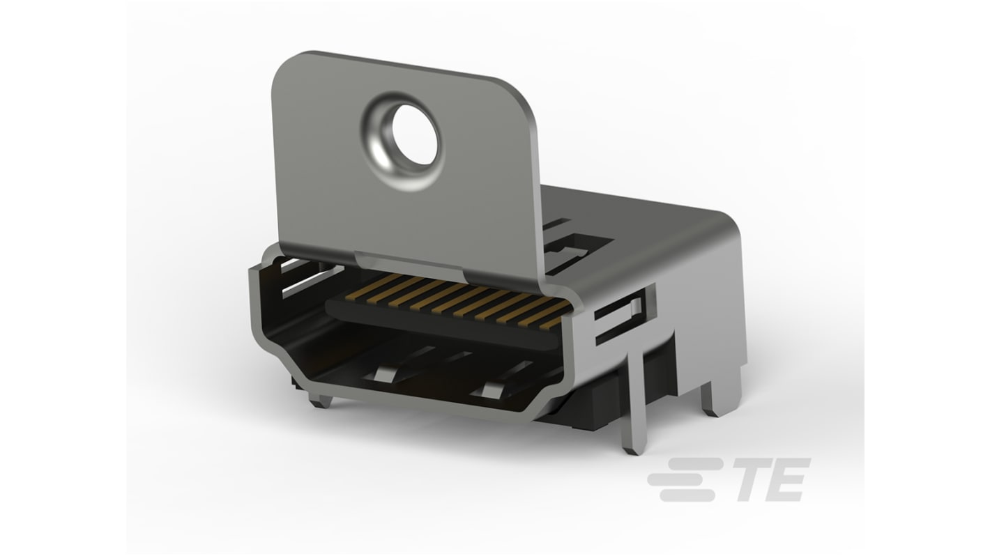 TE Connectivity Standard 19 Way Female Right Angle HDMI Connector