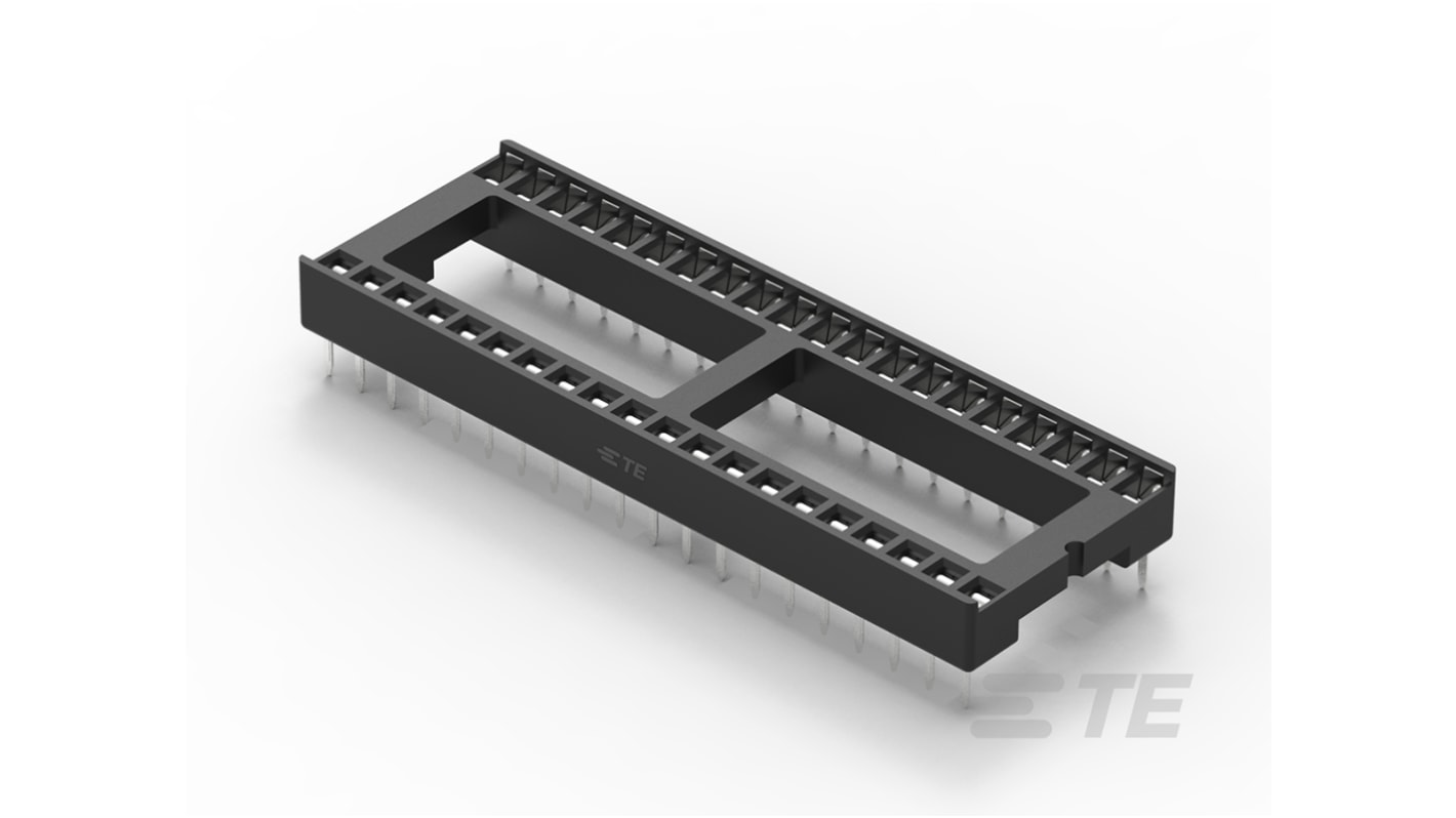 TE Connectivity DIL aljzat, távolság: 2.54mm, 15.24mm sor szélesség, 40 érintkezős, Átmenő furat, 1A, Egyenes, Létra