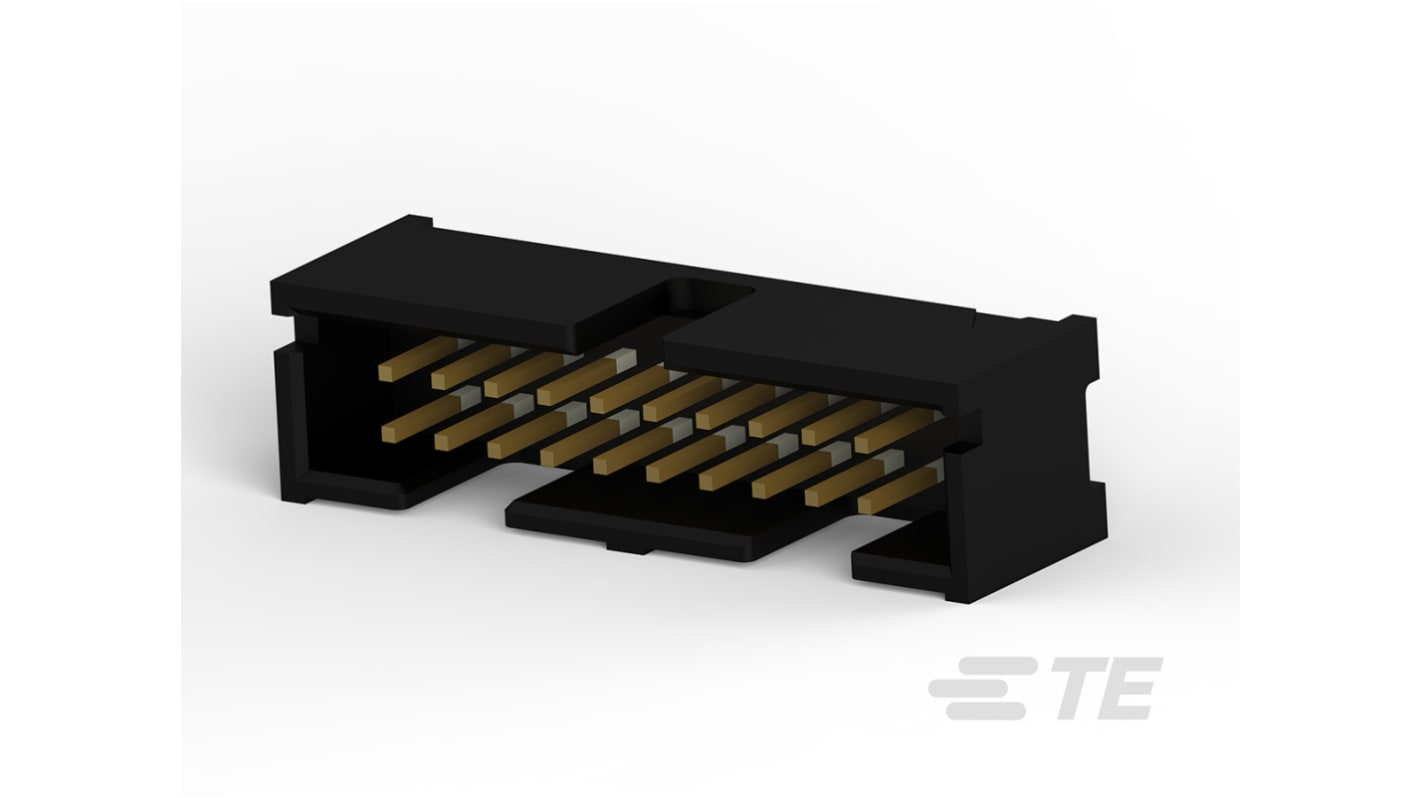 TE Connectivity AMP-LATCH Series Straight Through Hole PCB Header, 20 Contact(s), 2.54mm Pitch, 2 Row(s), Shrouded