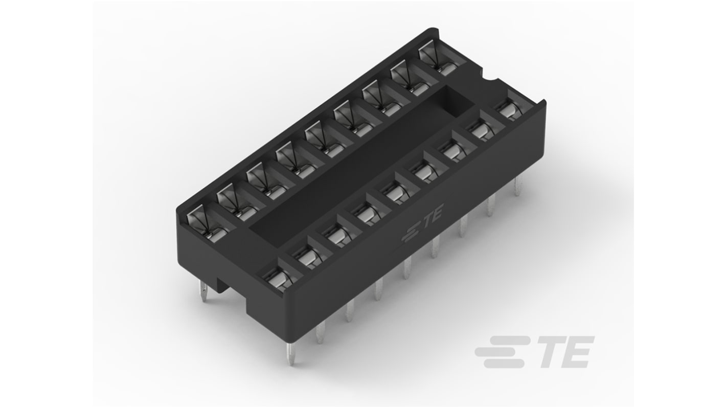 Support DIL TE Connectivity 18 voies, Traversant, Entraxe de 2.54mm, largeur de rangée 7.62mm