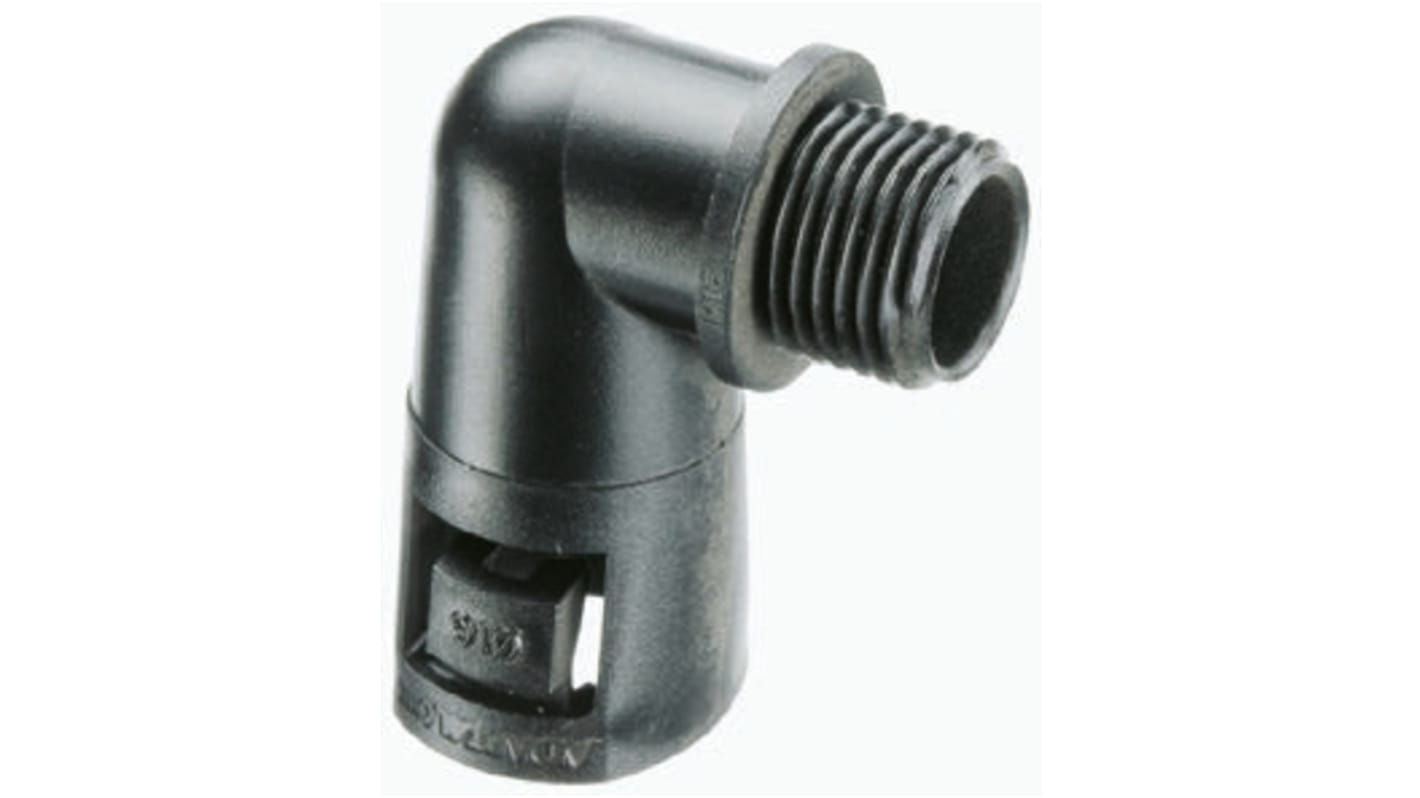 Raccordo per cavi Adaptaflex 7TCA296000R0807 AL28/M25/C90/BL, Gomito a 90° in Nylon 66, Nero, filetto M25, 28mm,