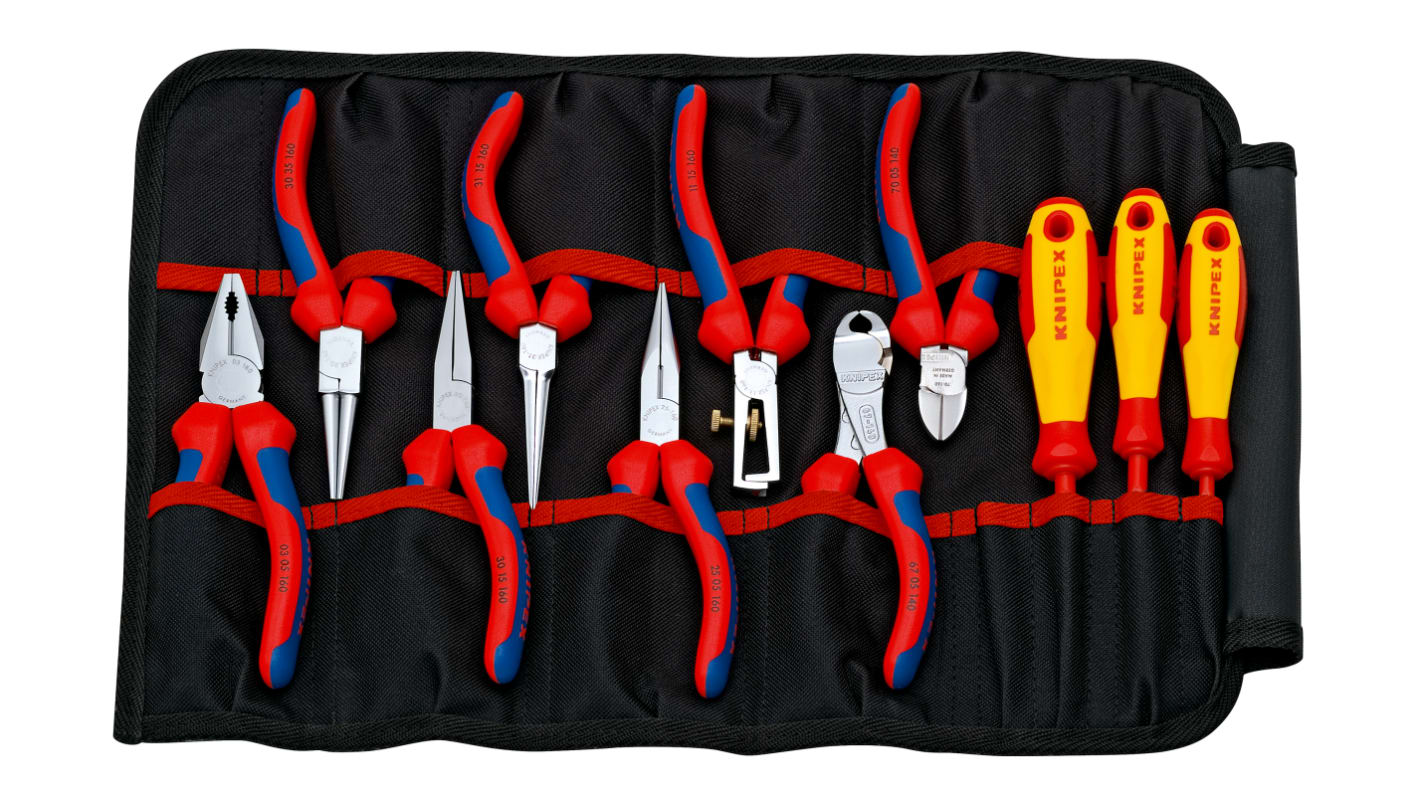 Knipex 11 Piece Electricians Tool Roll with Roll, VDE Approved