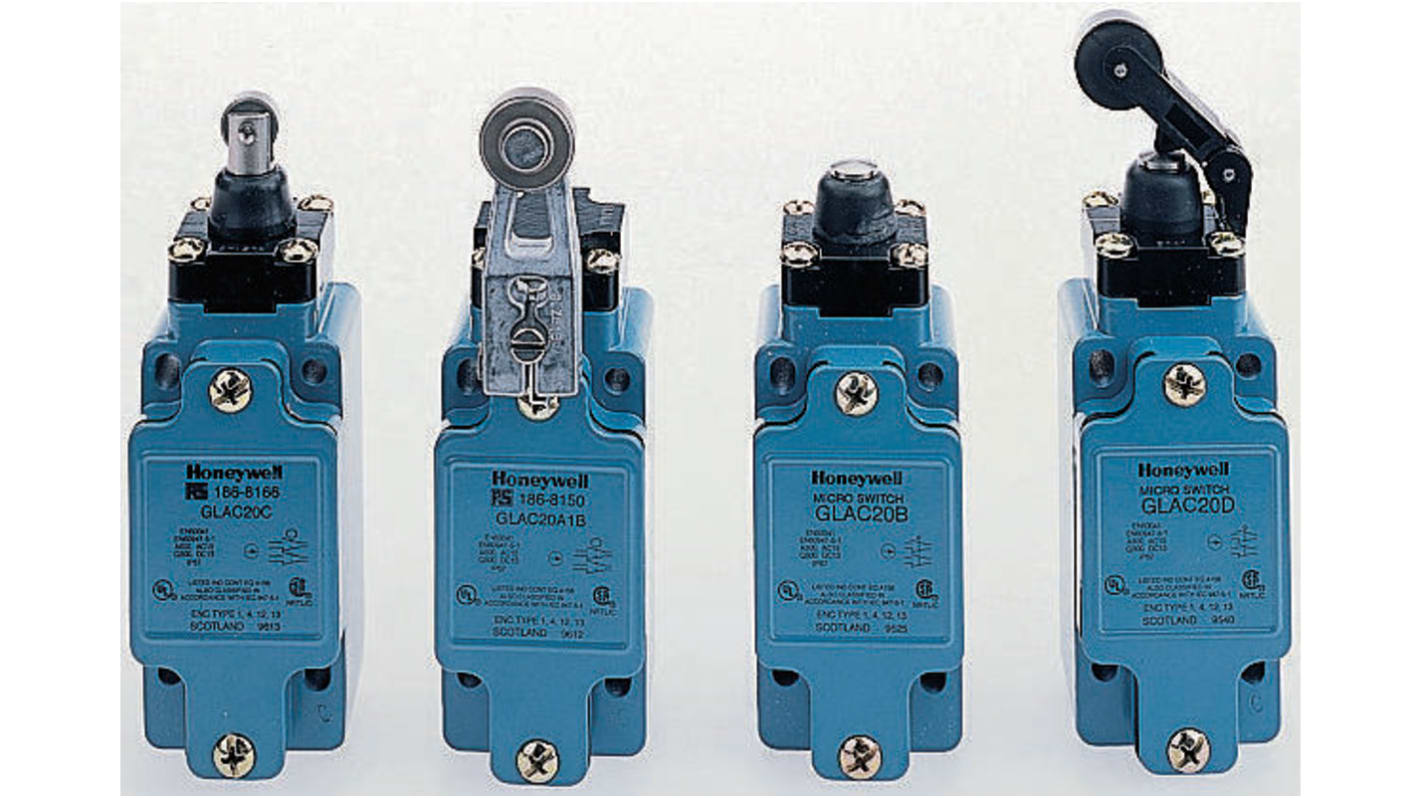 Honeywell GLA Series Plunger Limit Switch, 2NO/2NC, IP67, DPDT, Die Cast Zinc Housing, 600V ac Max, 6A Max