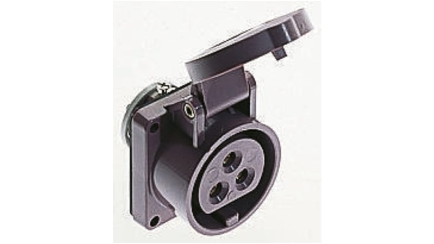 MENNEKES IP44 Purple Panel Mount 3P Industrial Power Socket, Rated At 16A, 20 → 25 V