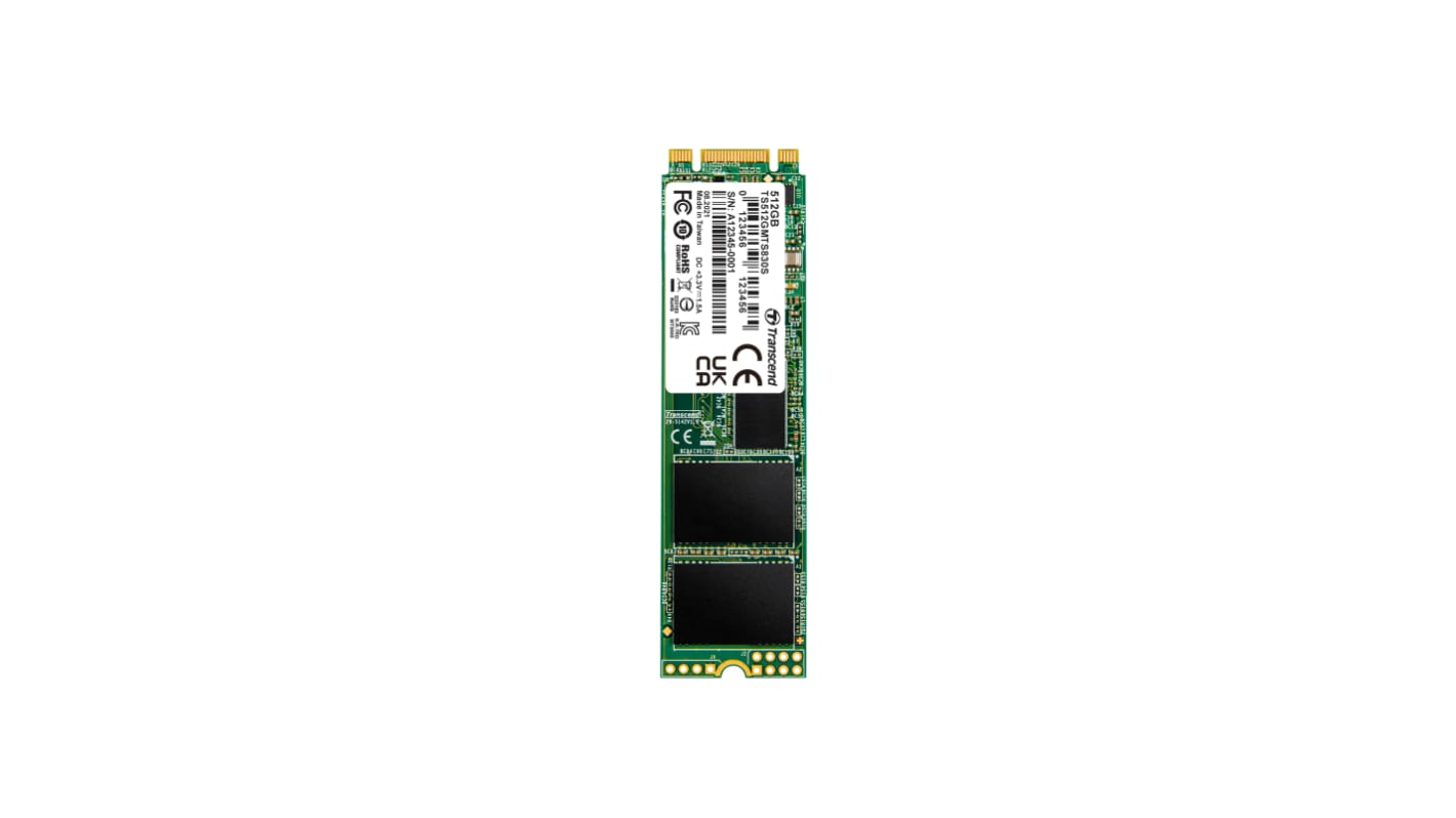 Transcend MTS830S, M.2 Intern HDD-Festplatte SATA III, TLC, 512 GB, SSD