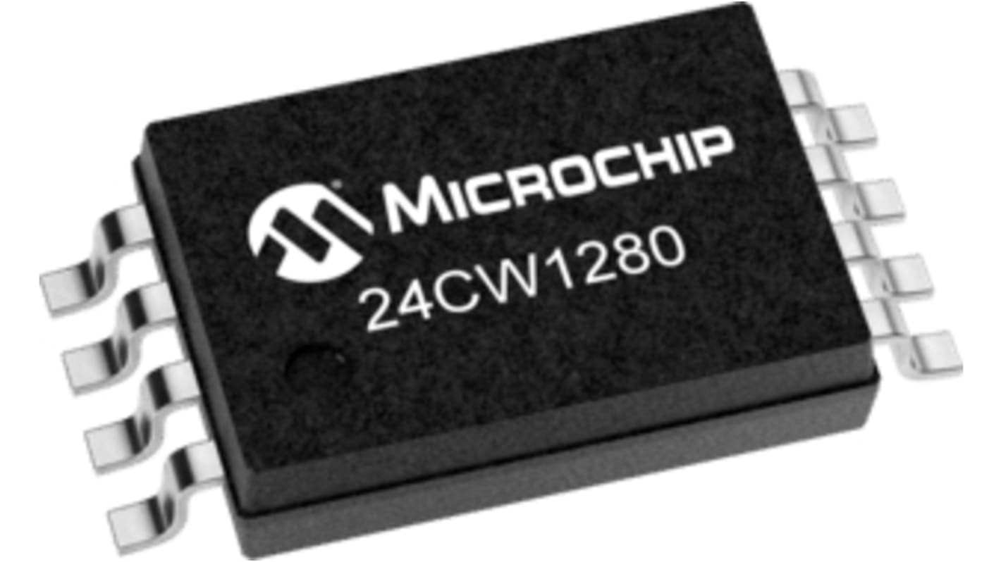 Chip EEPROM A 2 fili, I2C Microchip, da 128kbit, TSSOP,  SMD, 8 pin