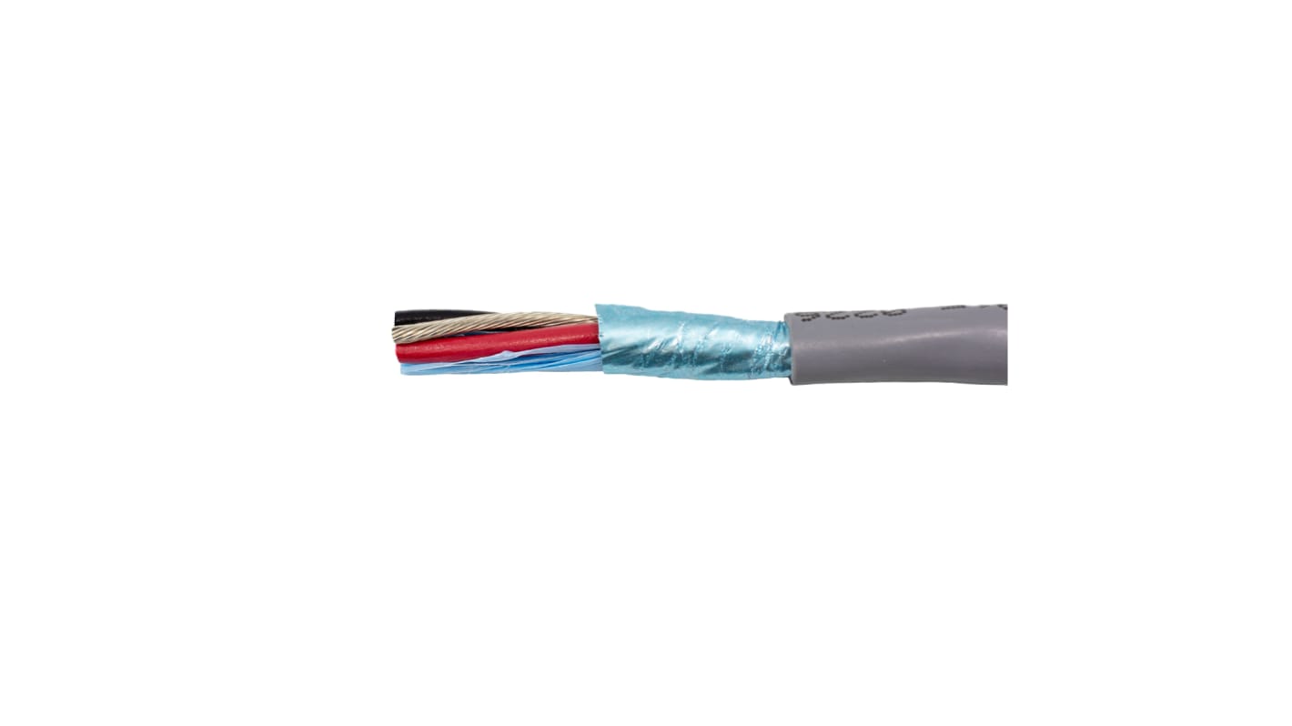 Alpha Wire Alpha Essentials Communication & Control Control Cable, 3 Cores, Screened, 305m, Grey PVC Sheath, 22 AWG